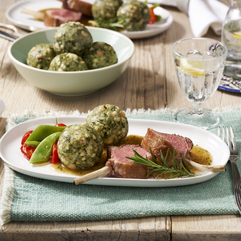 Lammkarree mit Spinatknödel